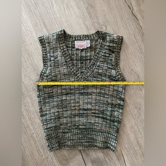 Vintage Donnkenny Marled Green Khaki Knit Sleeveless Sweater Vest Academia -Sz M - Picture 4 of 5